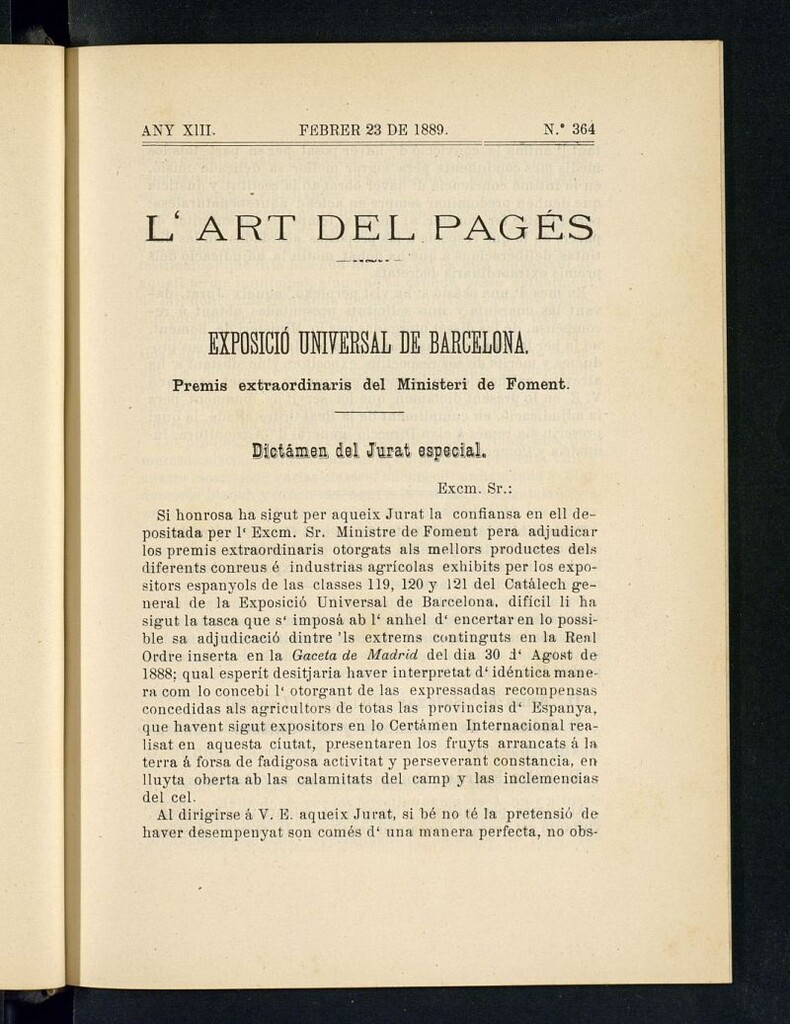 Miniatura de L´Art del Pagés del 23 de febrero de 1889