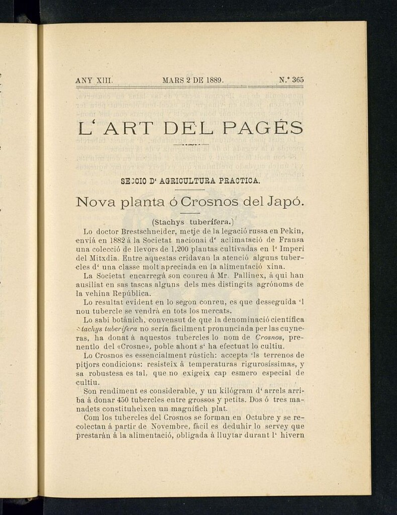 Miniatura de L´Art del Pagés del 2 de marzo de 1889