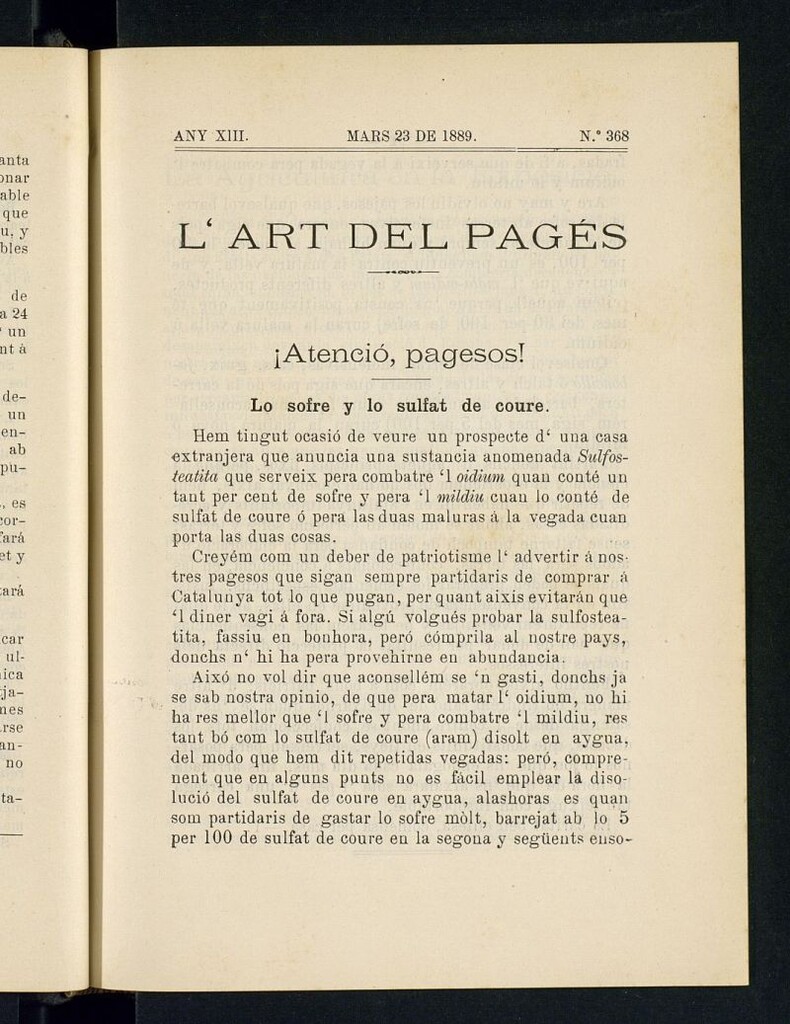 Miniatura de L´Art del Pagés del 23 de marzo de 1889