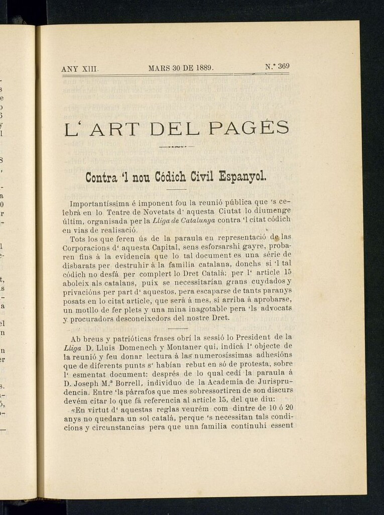 Miniatura de L´Art del Pagés del 30 de marzo de 1889