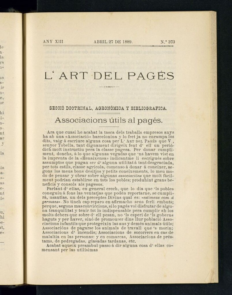 Miniatura de L´Art del Pagés del 27 de abril de 1889
