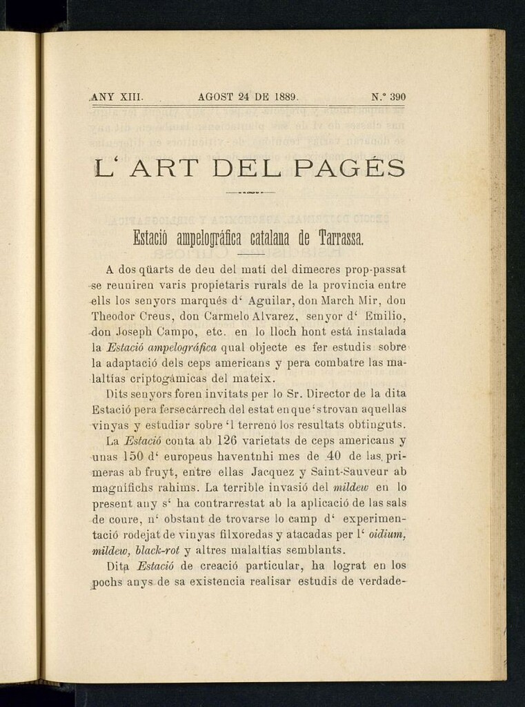Miniatura de L´Art del Pagés del 24 de agosto de 1889