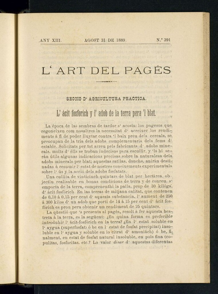 Miniatura de L´Art del Pagés del 31 de agosto de 1889