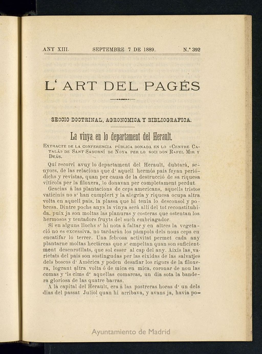 Miniatura de L´Art del Pagés del 7 de septiembre de 1889