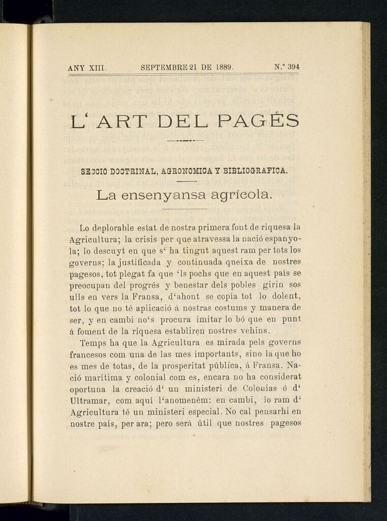 Miniatura de L´Art del Pagés del 21 de septiembre de 1889