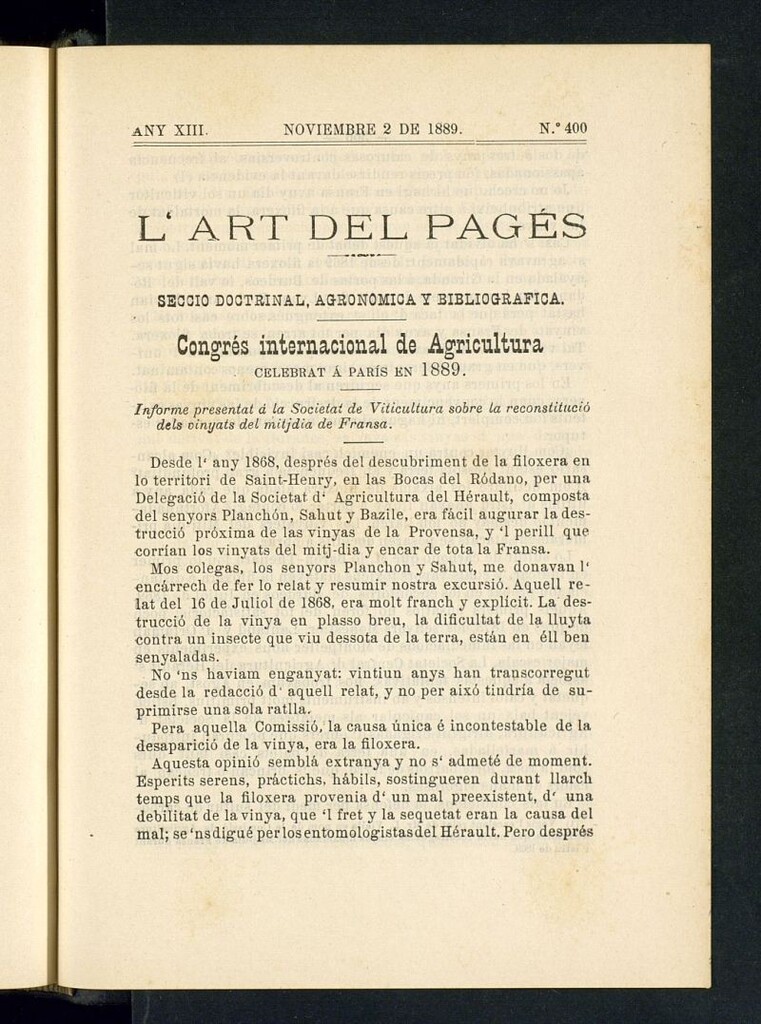 Miniatura de L´Art del Pagés del 2 de noviembre de 1889