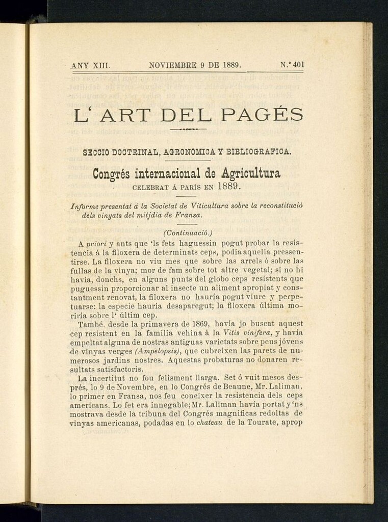 Miniatura de L´Art del Pagés del 9 de noviembre de 1889