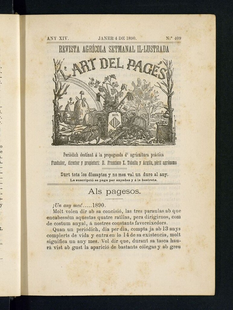 Miniatura de L´Art del Pagés del 4 de enero de 1890
