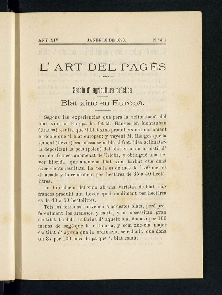 Miniatura de L´Art del Pagés del 18 de enero de 1890