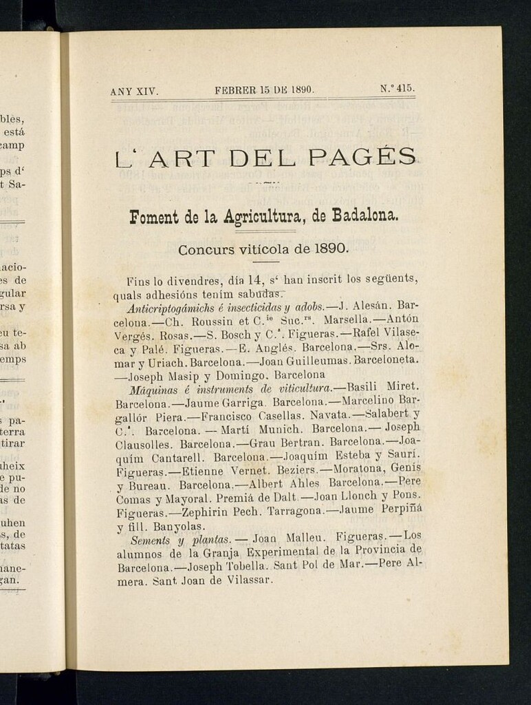 Miniatura de L´Art del Pagés del 15 de febrero de 1890