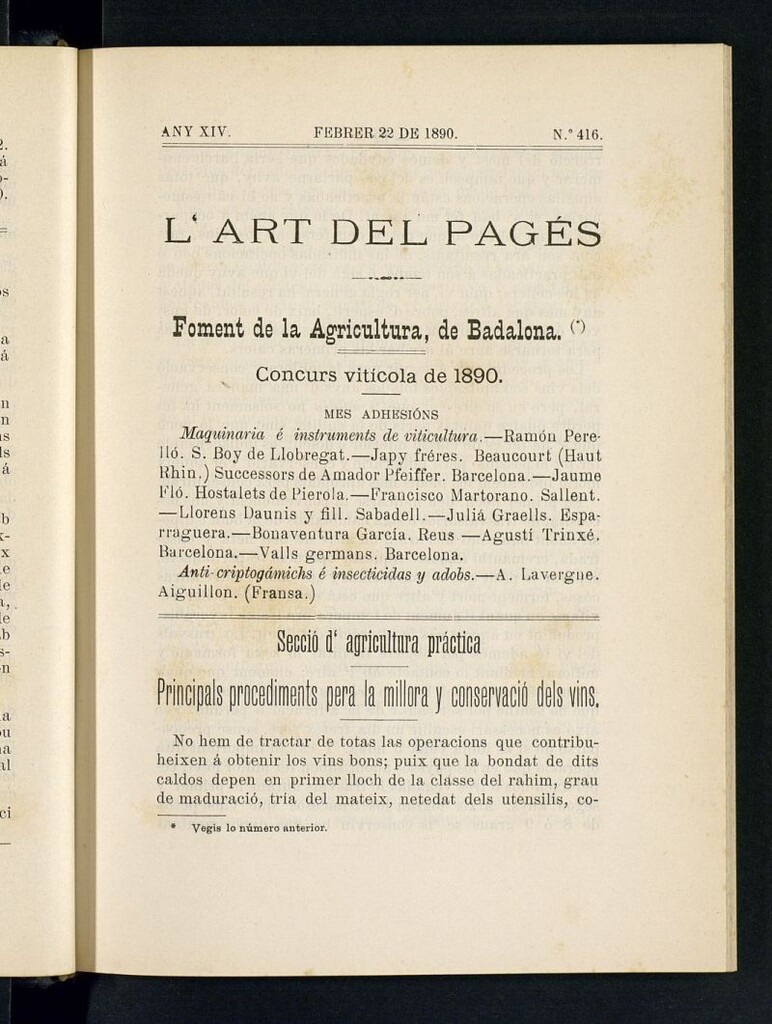 Miniatura de L´Art del Pagés del 22 de febrero de 1890