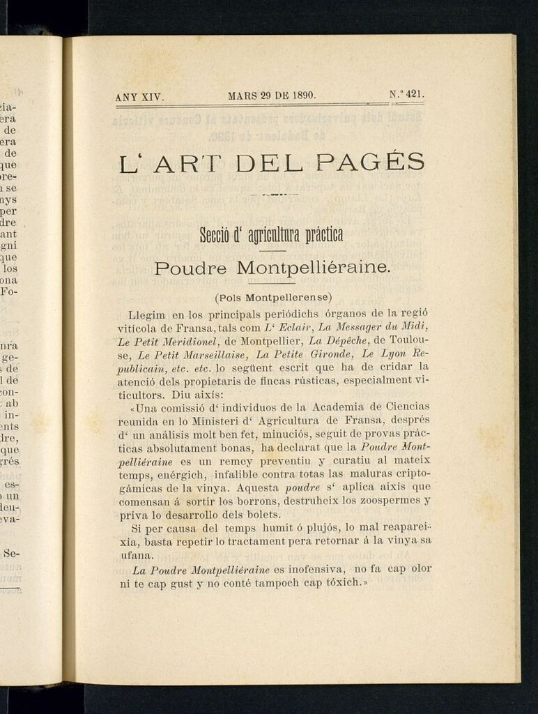 Miniatura de L´Art del Pagés del 29 de marzo de 1890