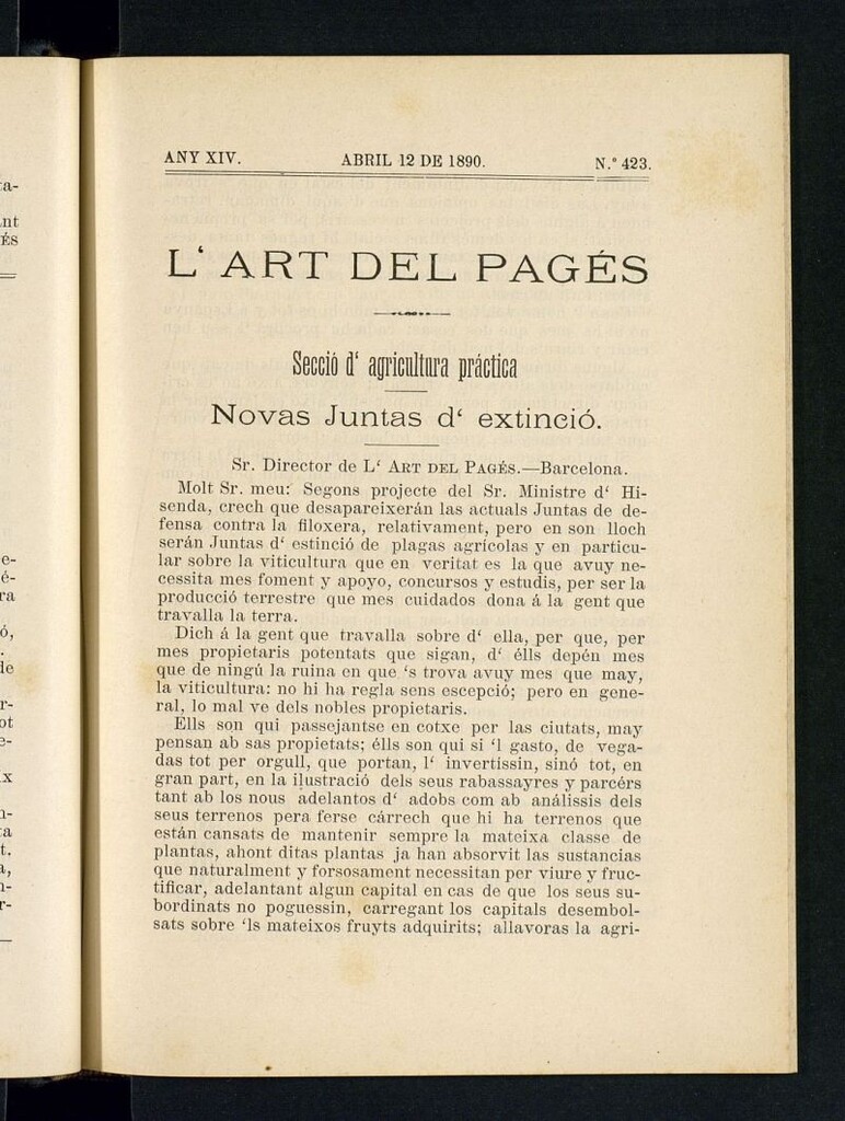 Miniatura de L´Art del Pagés del 12 de abril de 1890