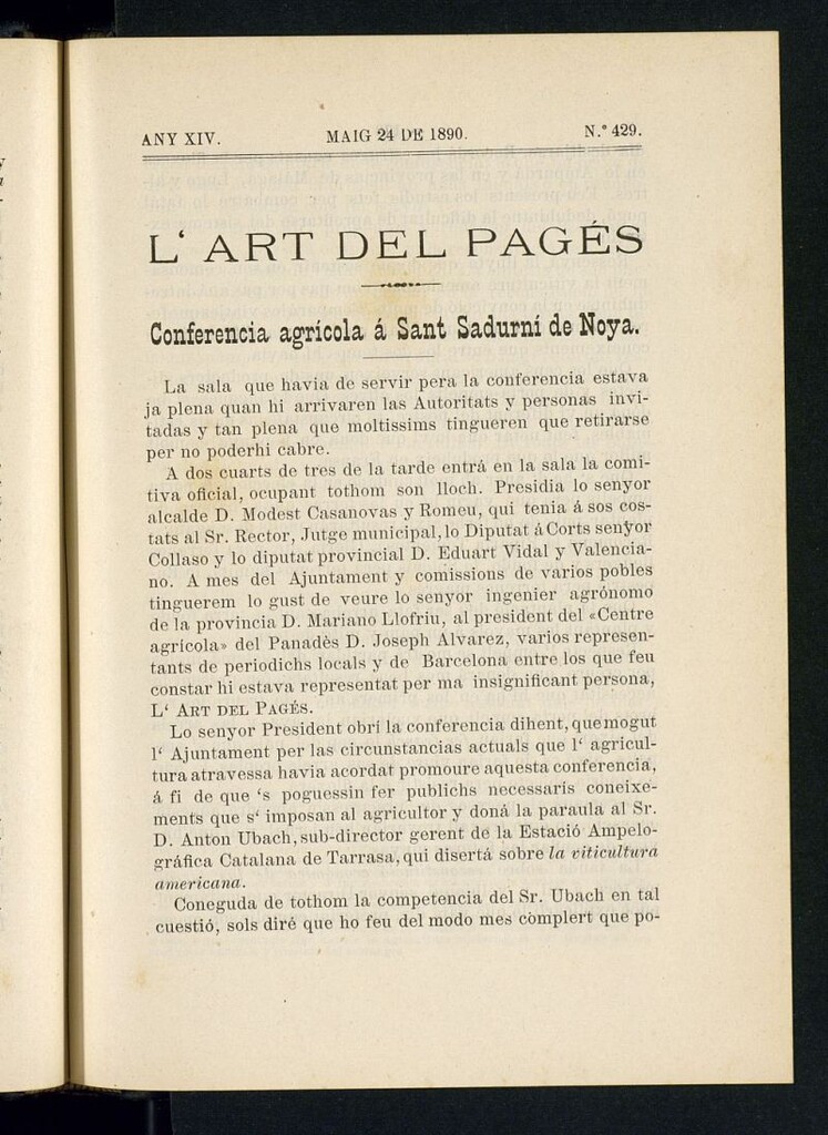 Miniatura de L´Art del Pagés del 24 de mayo de 1890