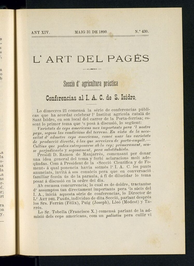 Miniatura de L´Art del Pagés del 31 de mayo de 1890