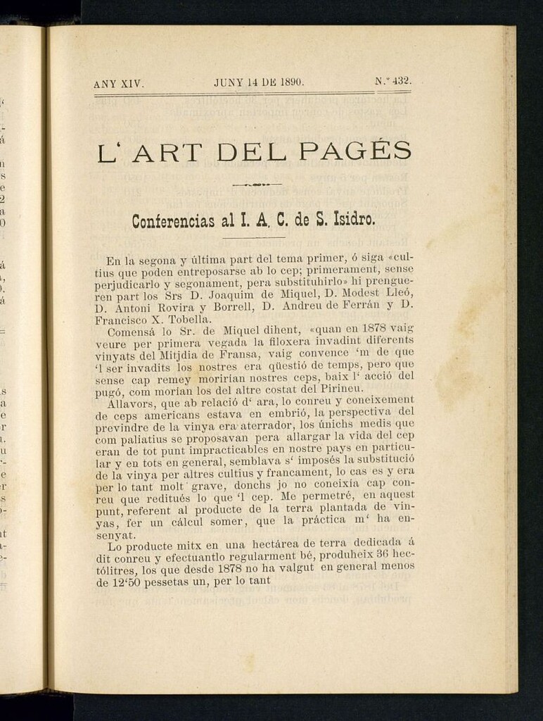 Miniatura de L´Art del Pagés del 14 de junio de 1890