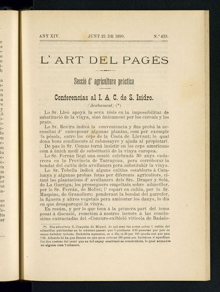 Miniatura de L´Art del Pagés del 21 de junio de 1890