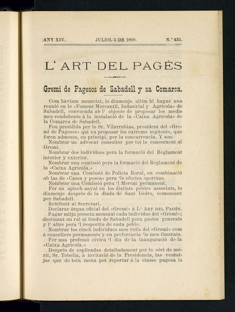 Miniatura de L´Art del Pagés del 5 de julio de 1890
