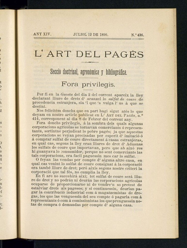 Miniatura de L´Art del Pagés del 12 de julio de 1890
