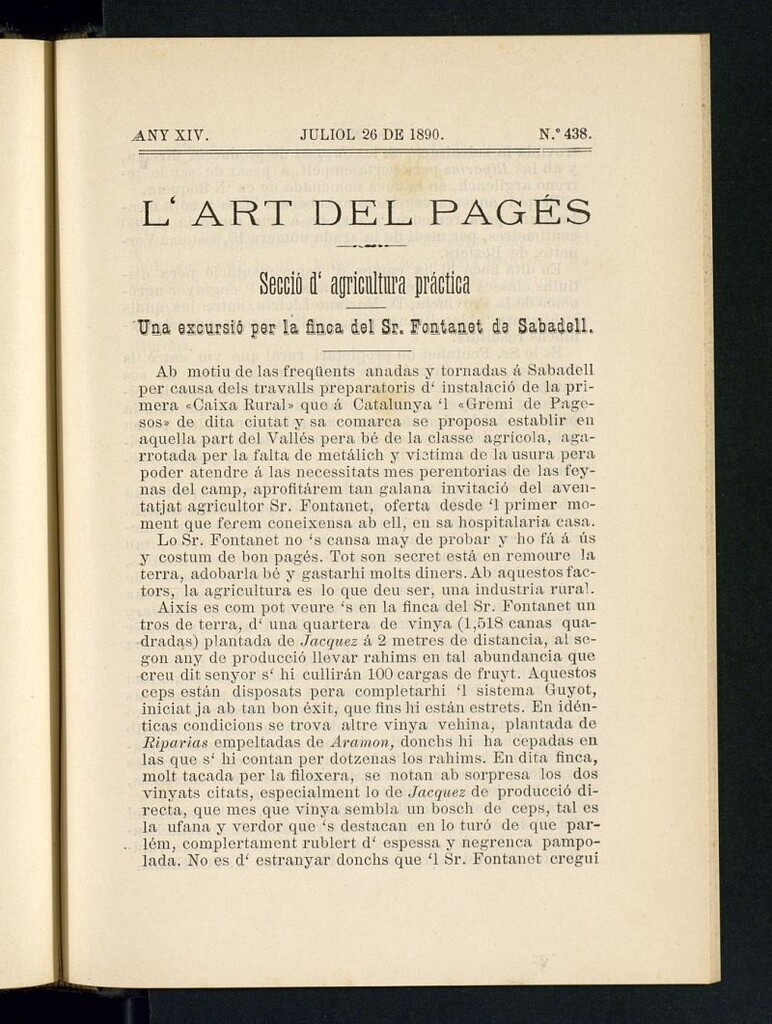 Miniatura de L´Art del Pagés del 26 de julio de 1890