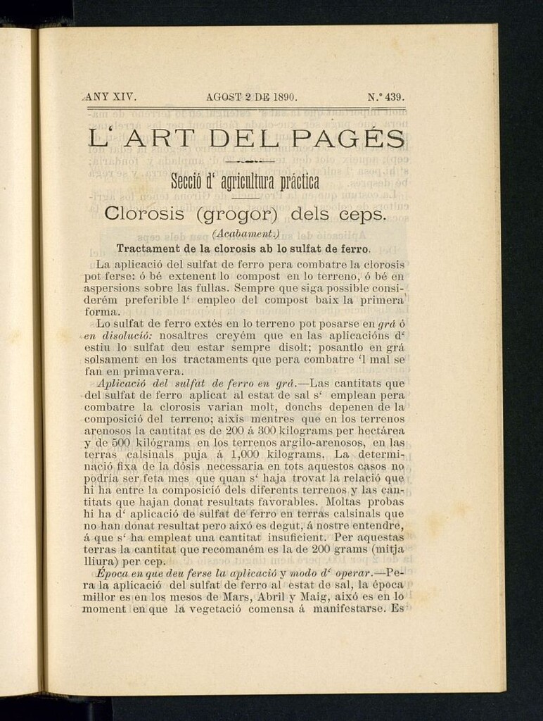 Miniatura de L´Art del Pagés del 2 de agosto de 1890
