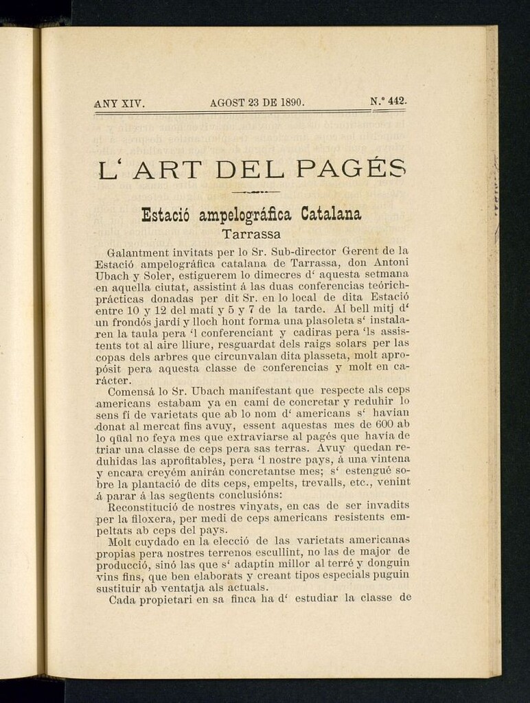 Miniatura de L´Art del Pagés del 23 de agosto de 1890
