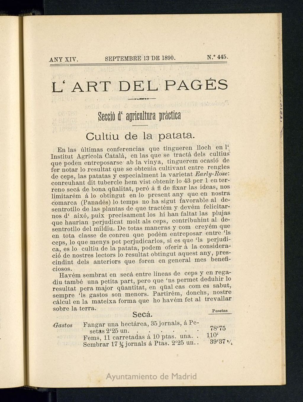 Miniatura de L´Art del Pagés del 13 de septiembre de 1890