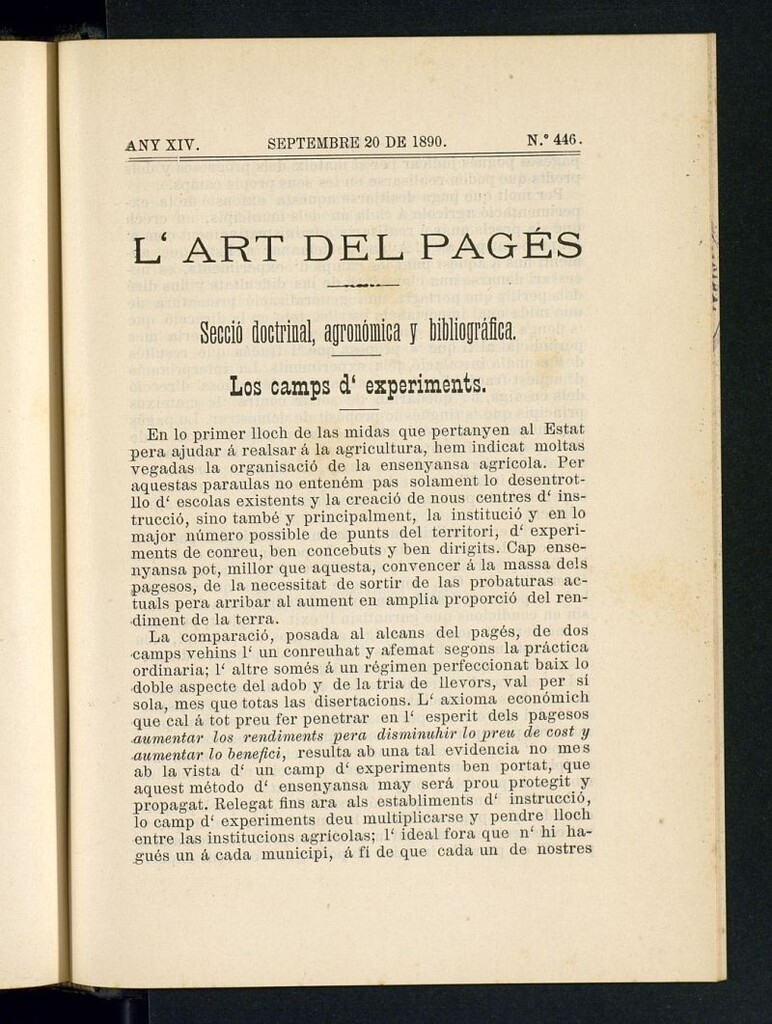 Miniatura de L´Art del Pagés del 20 de septiembre de 1890