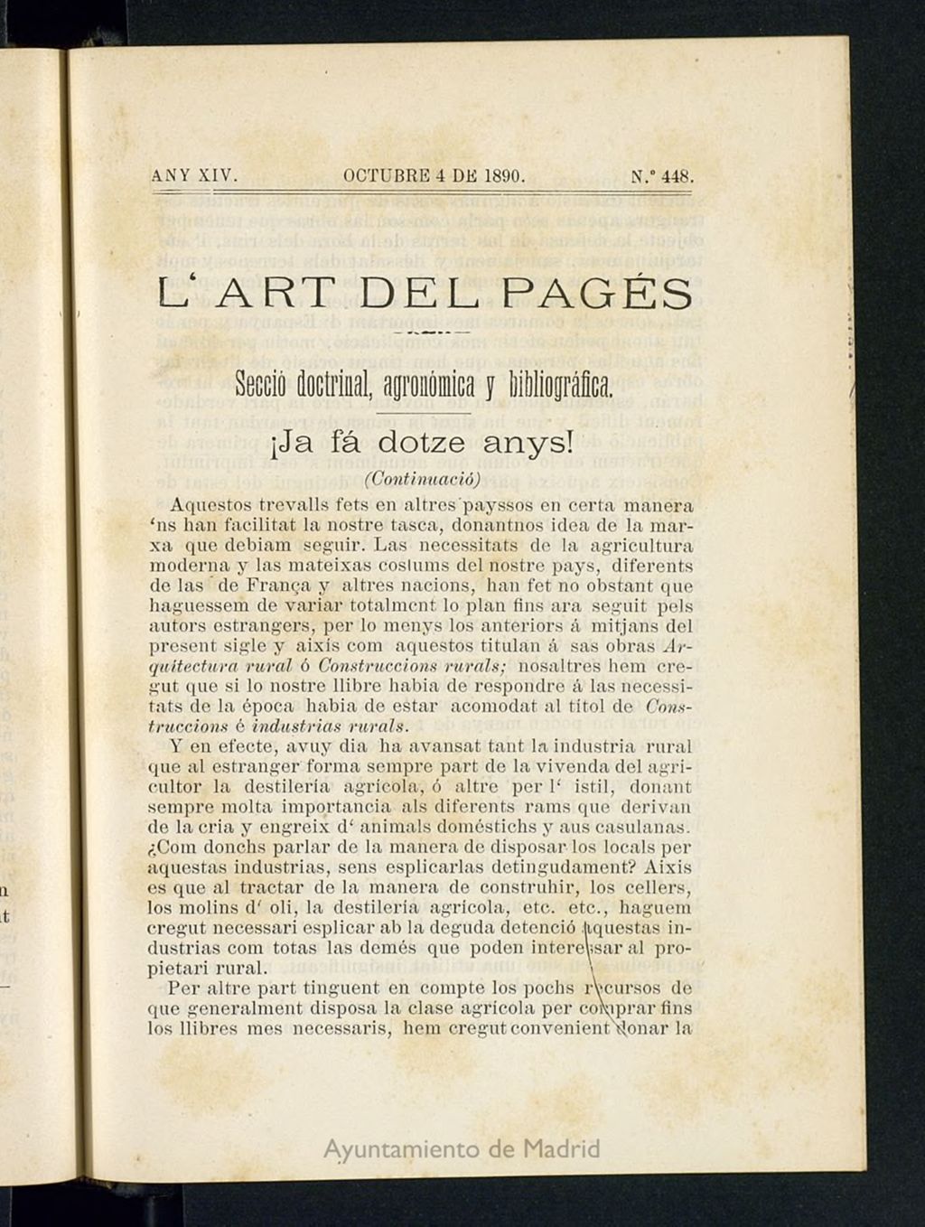 Miniatura de L´Art del Pagés del 4 de octubre de 1890