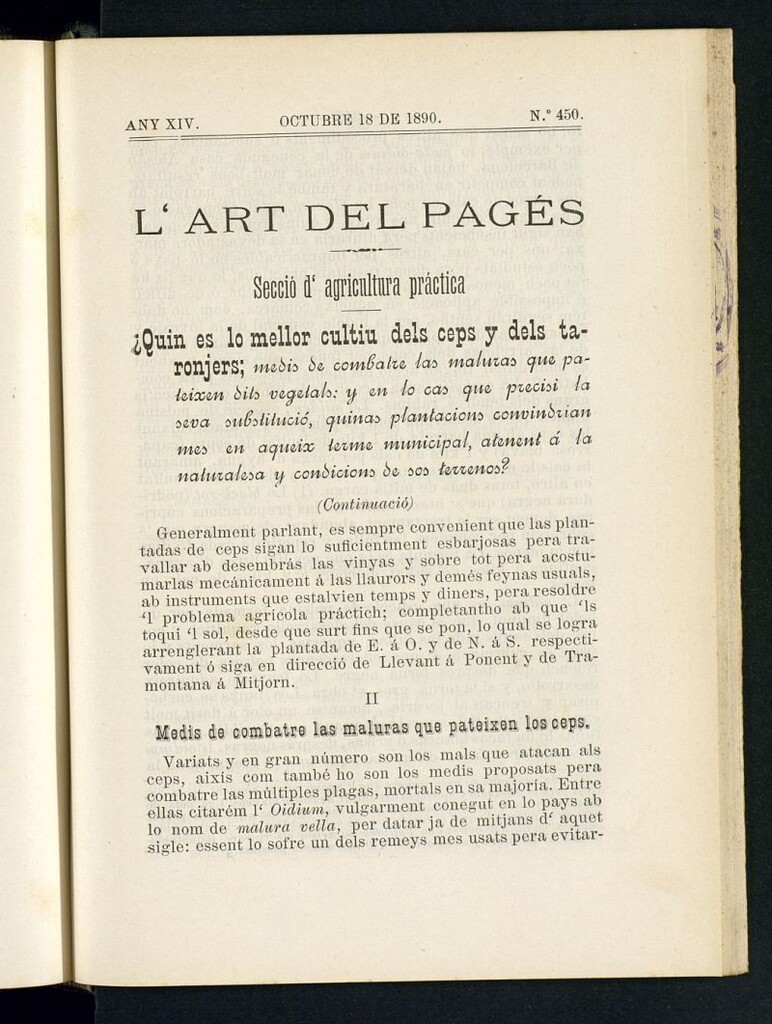 Miniatura de L´Art del Pagés del 18 de octubre de 1890