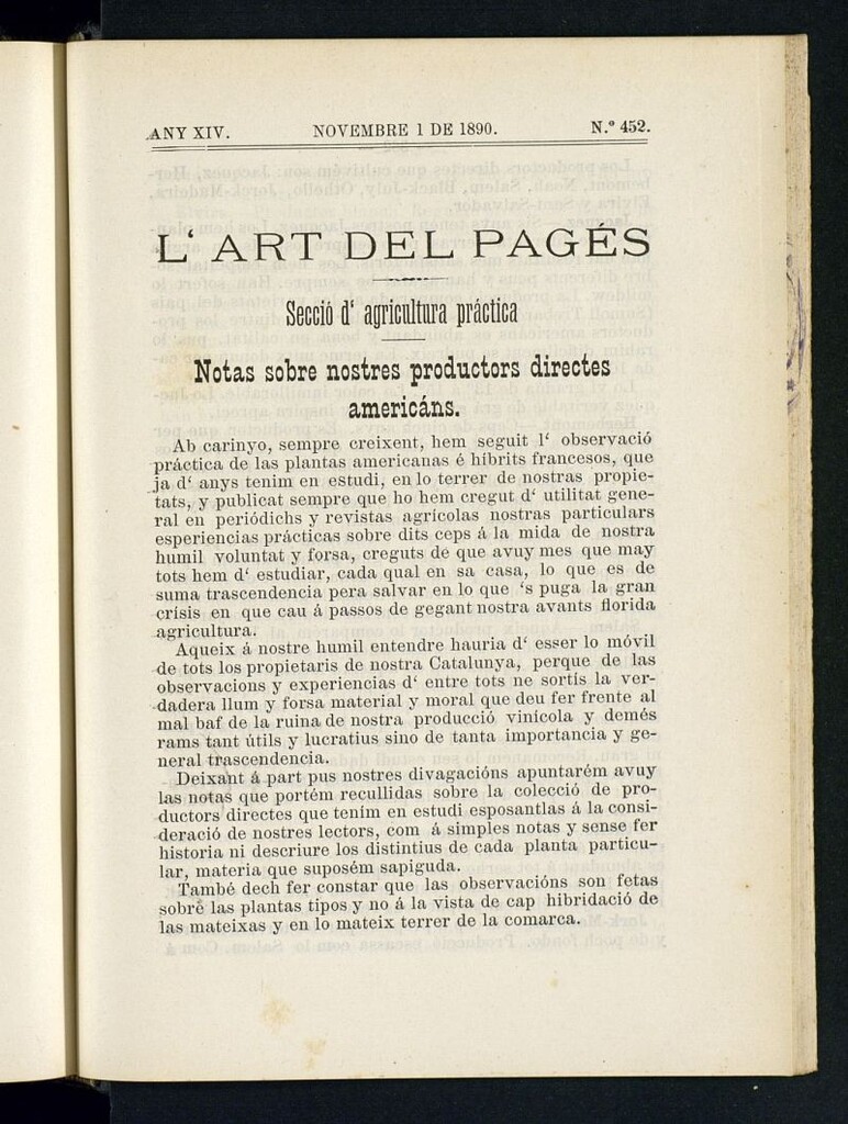 Miniatura de L´Art del Pagés del 1 de noviembre de 1890