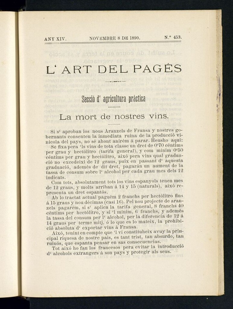 Miniatura de L´Art del Pagés del 8 de noviembre de 1890