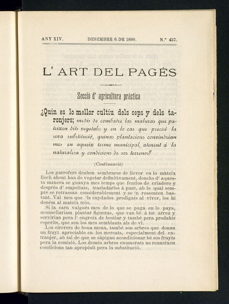 Miniatura de L´Art del Pagés del 6 de diciembre de 1890