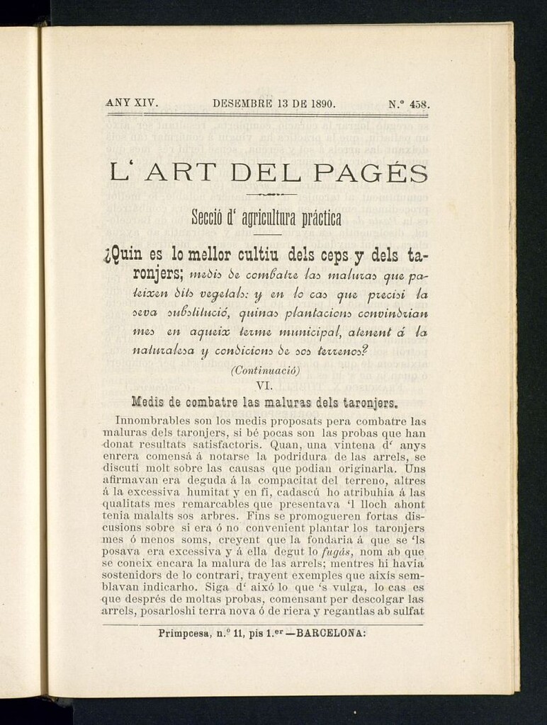 Miniatura de L´Art del Pagés del 13 de diciembre de 1890