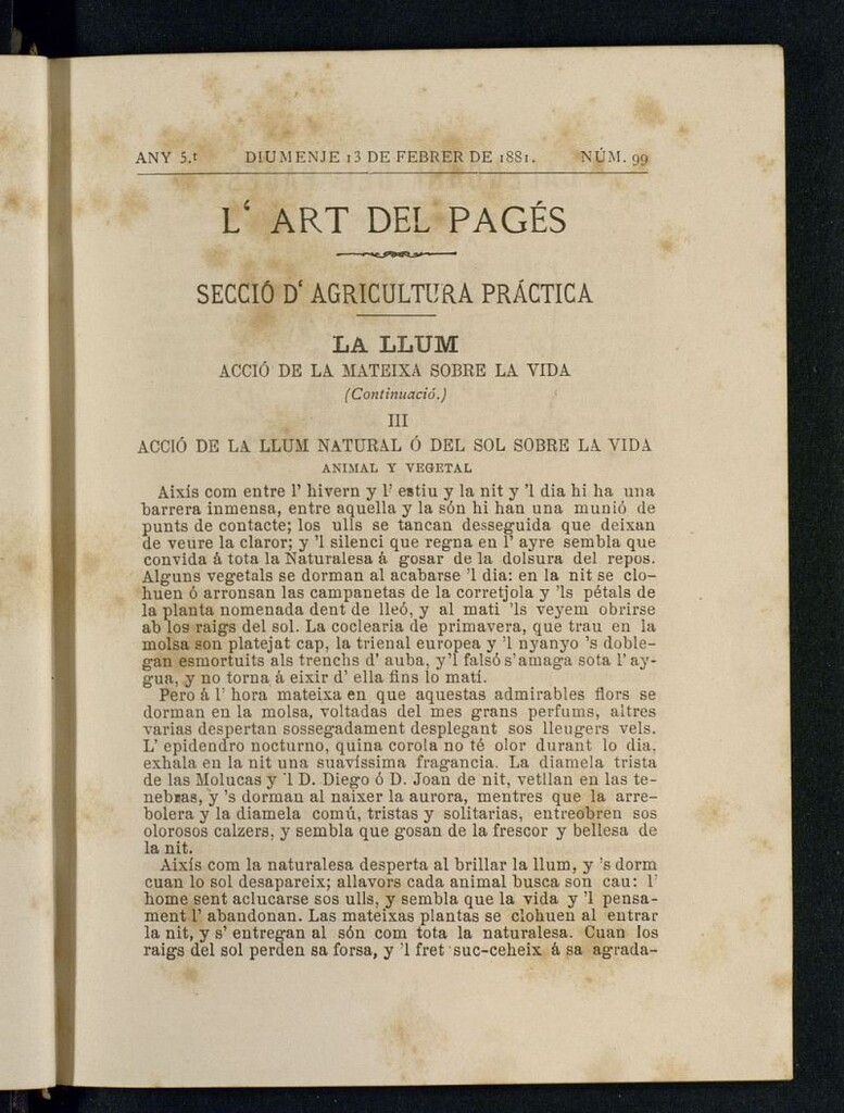 Miniatura de L´Art del Pagés del 13 de febrero de 1881