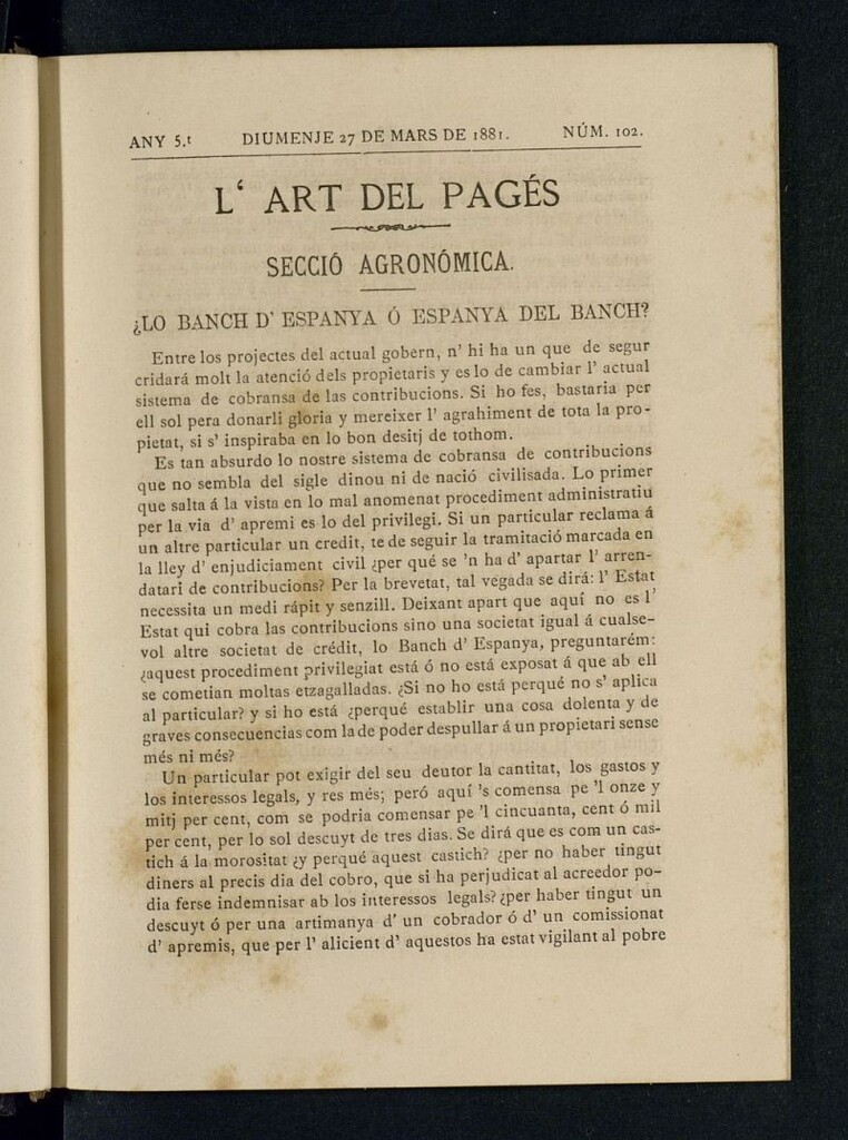 Miniatura de L´Art del Pagés del 27 de marzo de 1881