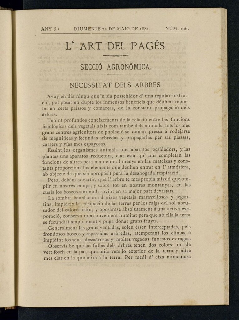 Miniatura de L´Art del Pagés del 22 de mayo de 1881
