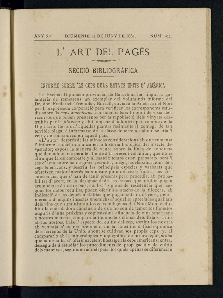 Miniatura de L´Art del Pagés del 12 de junio de 1881