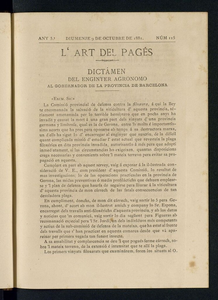 Miniatura de L´Art del Pagés del 9 de octubre de 1881