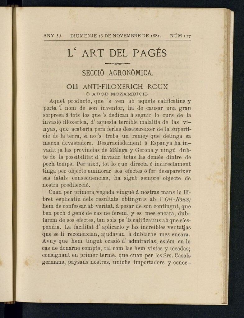 Miniatura de L´Art del Pagés del 13 de noviembre de 1881