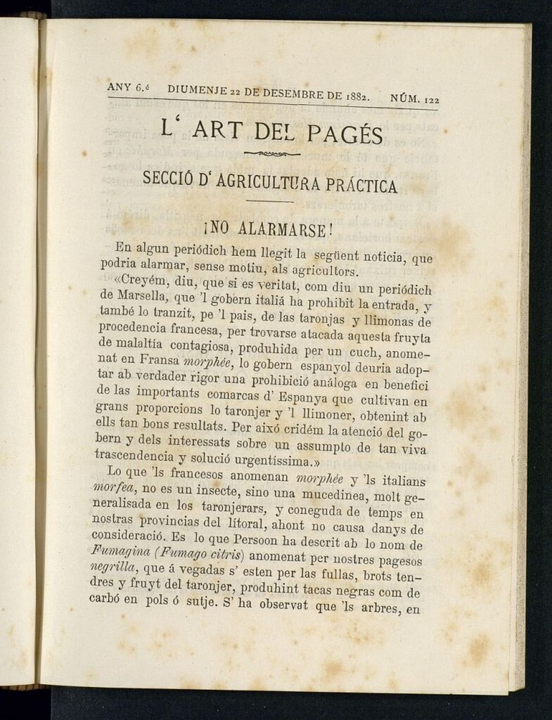 Miniatura de L´Art del Pagés del 22 de enero de 1882