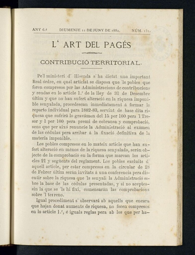 Miniatura de L´Art del Pagés del 11 de junio de 1882