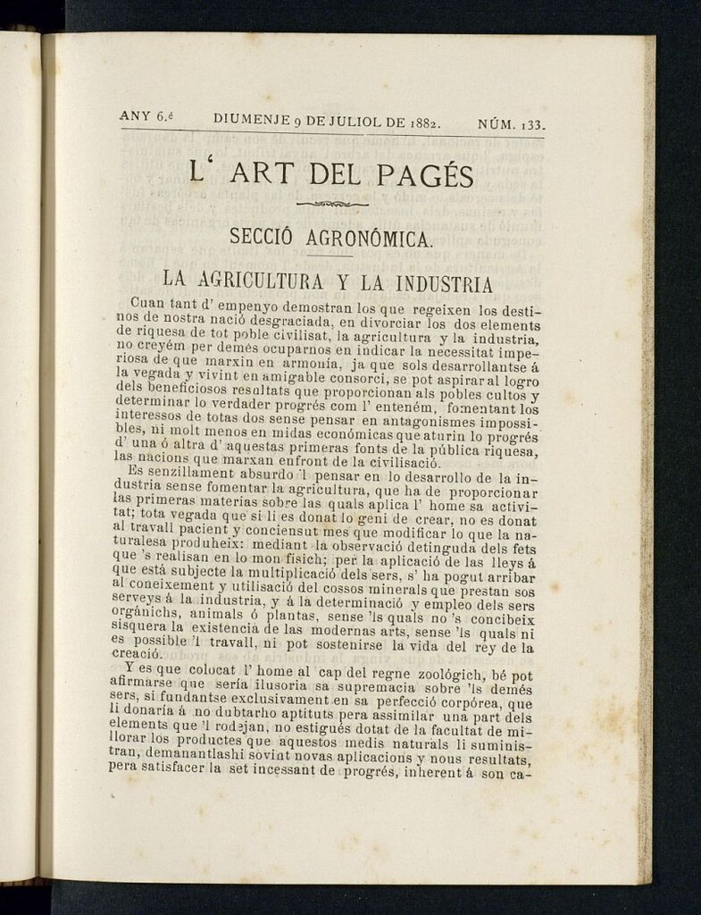 Miniatura de L´Art del Pagés del 9 de julio de 1882