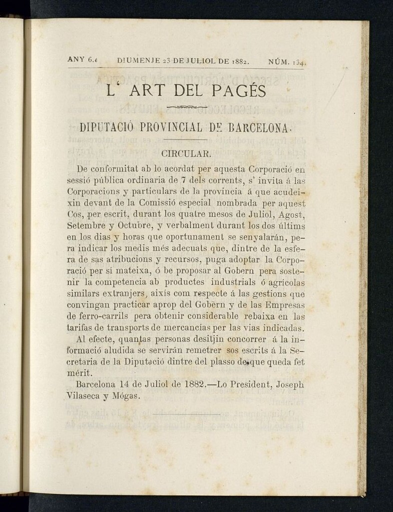 Miniatura de L´Art del Pagés del 23 de julio de 1882