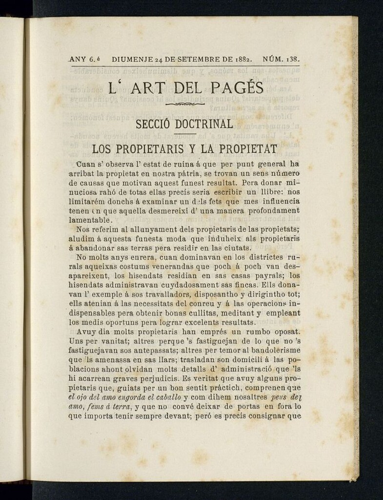 Miniatura de L´Art del Pagés del 24 de septiembre de 1882