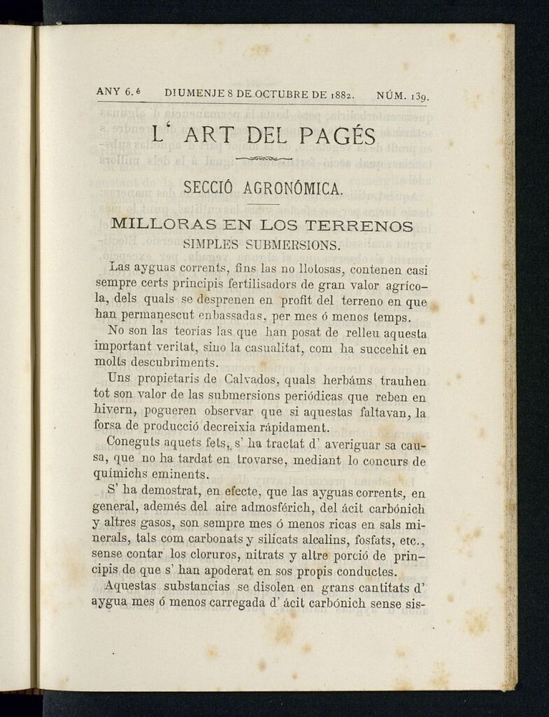 Miniatura de L´Art del Pagés del 8 de octubre de 1882
