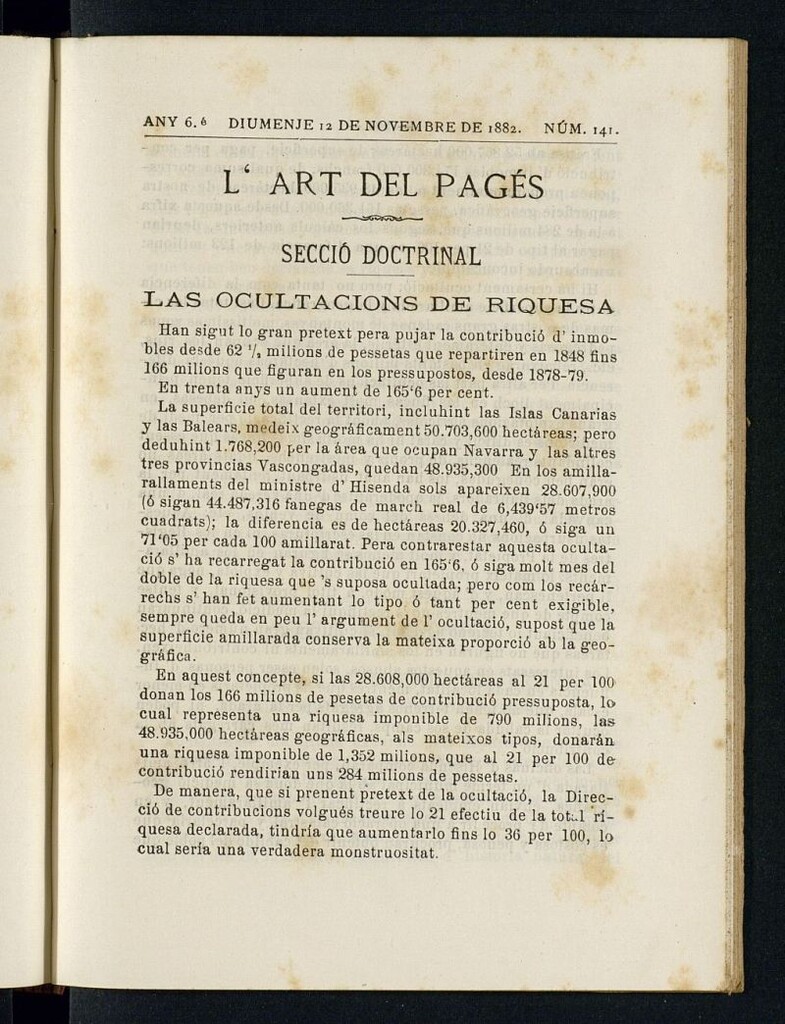 Miniatura de L´Art del Pagés del 12 de noviembre de 1882