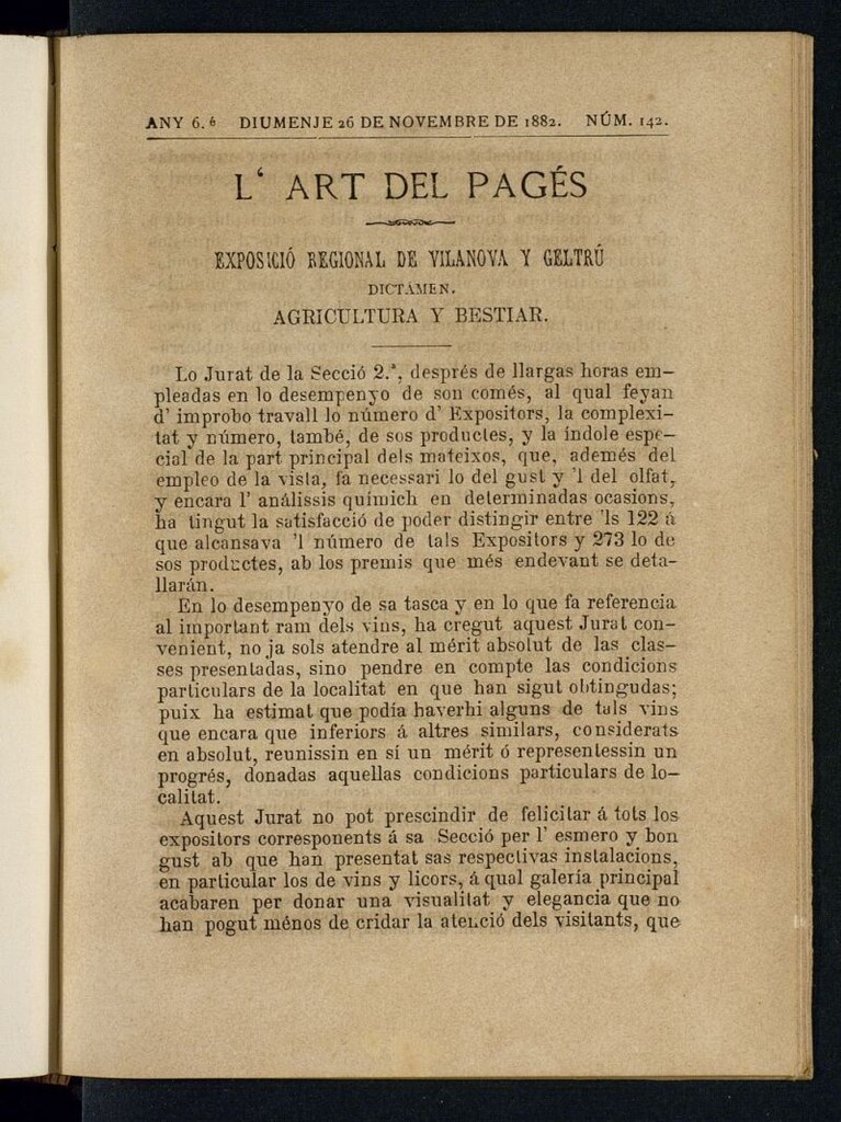 Miniatura de L´Art del Pagés del 26 de noviembre de 1882