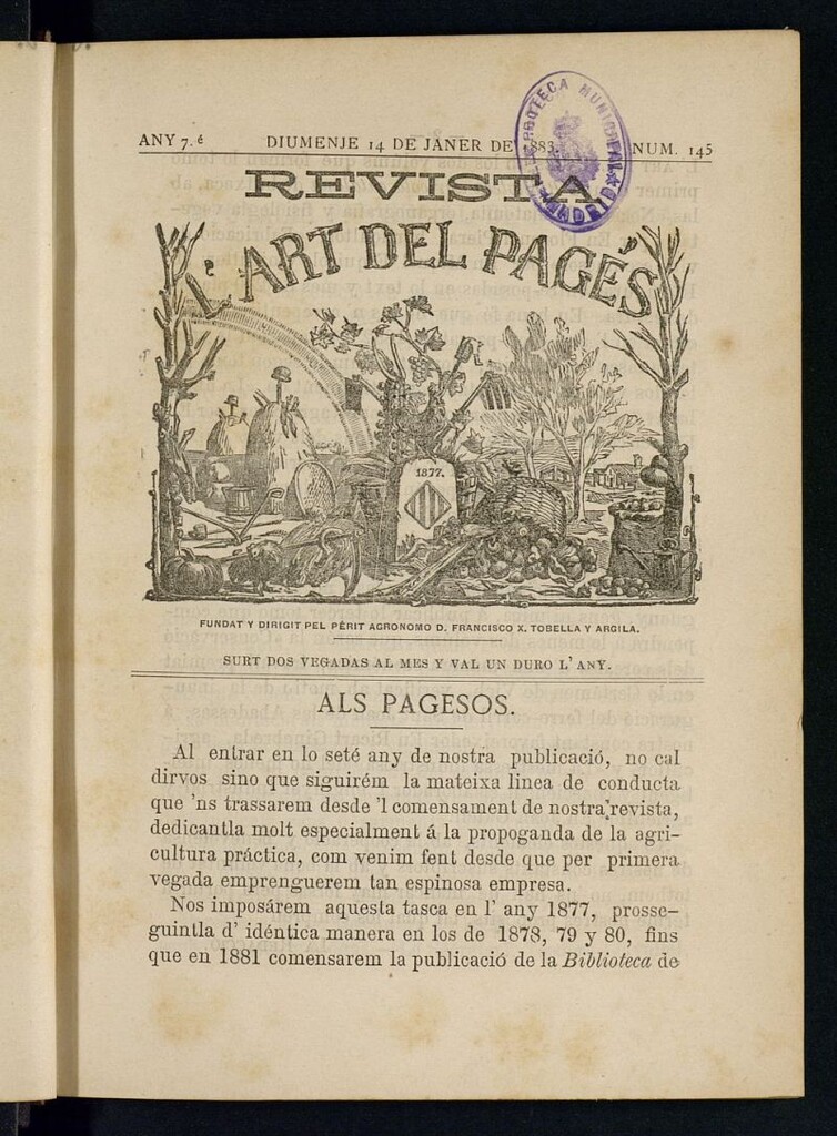 Miniatura de L´Art del Pagés del 14 de enero de 1883