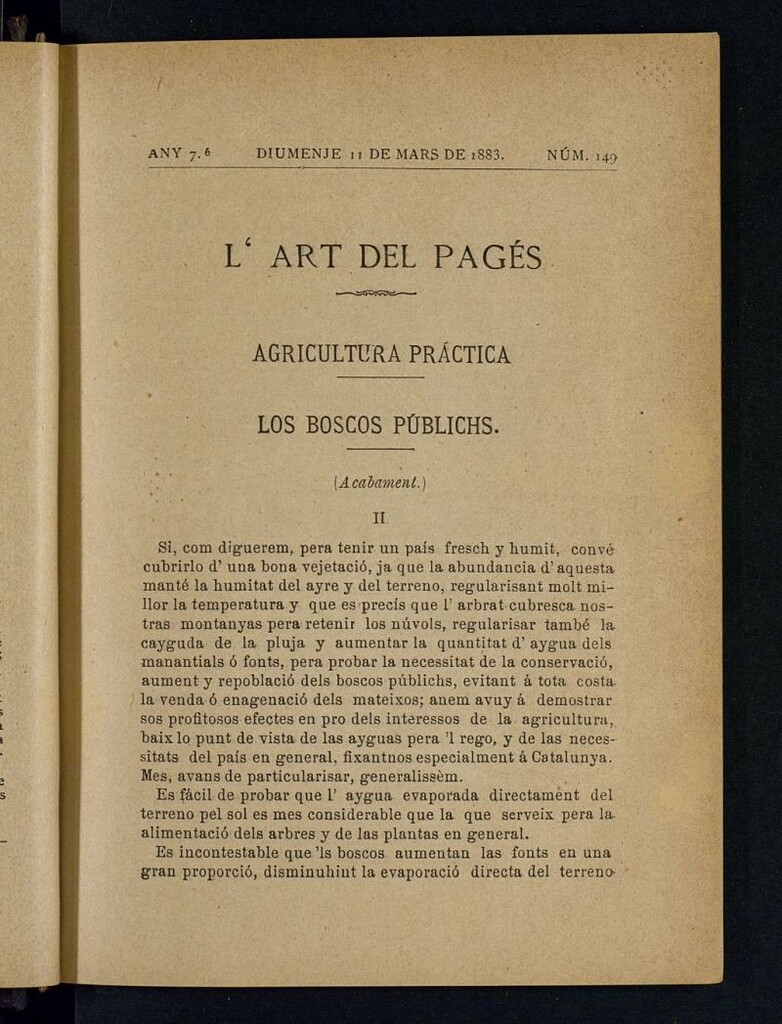 Miniatura de L´Art del Pagés del 11 de marzo de 1883